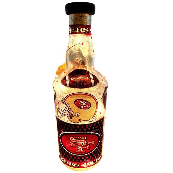 SAN FRANCISCO 49ERS  Glass Bottle w/Lights Unique Gift Idea - Picture 7 of 9